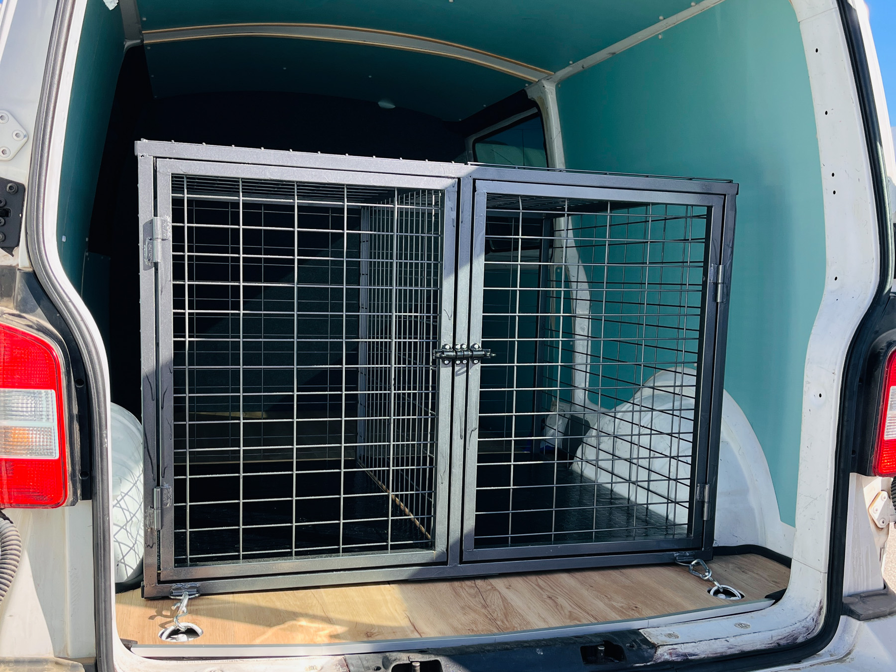 Custom Van Interior Renovation with Dog Crates, LED Lighting & CarPlay System